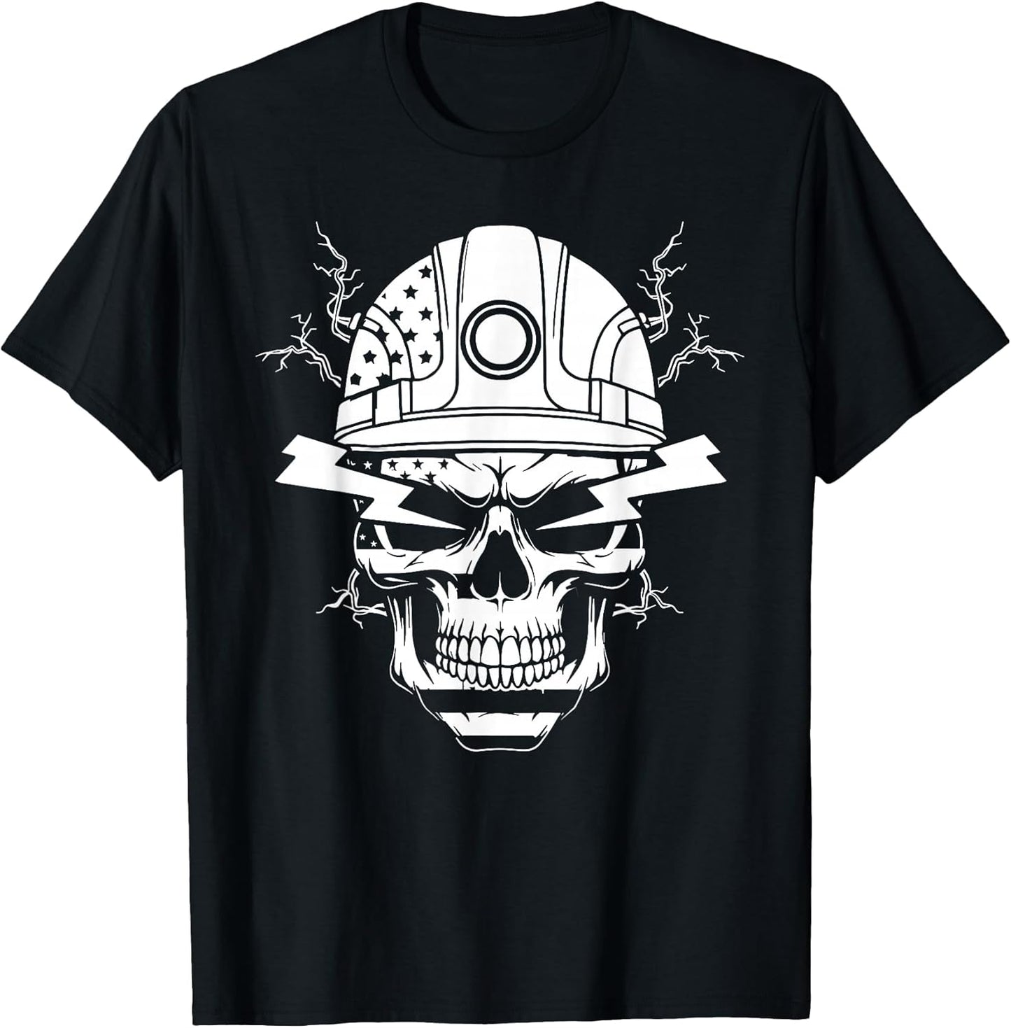 Power Lineman skull USA flag