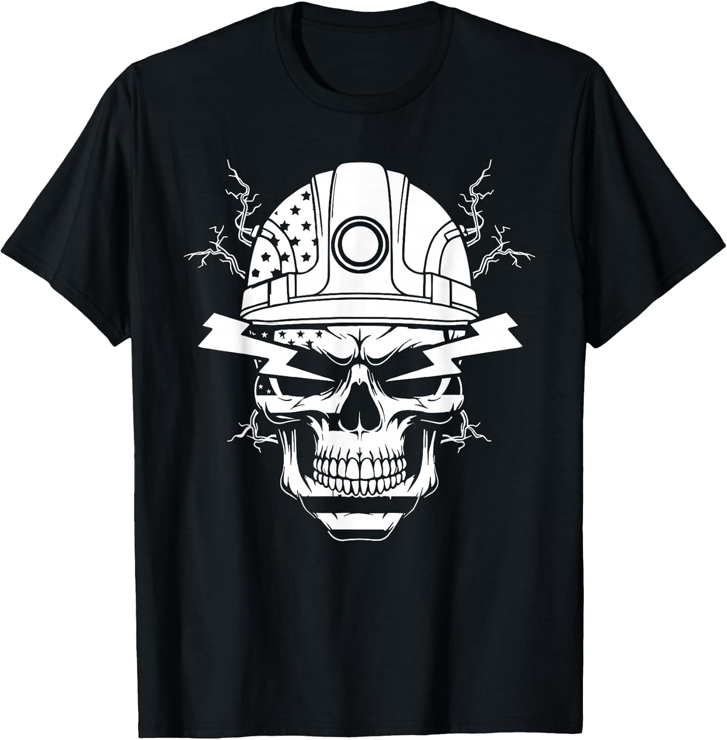 Power Lineman skull USA flag