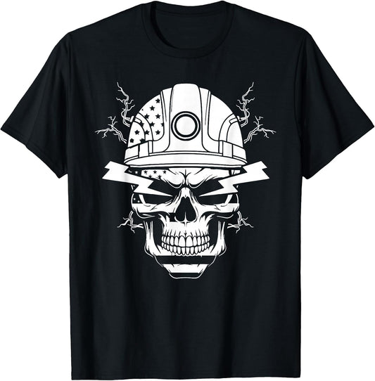 Power Lineman skull USA flag