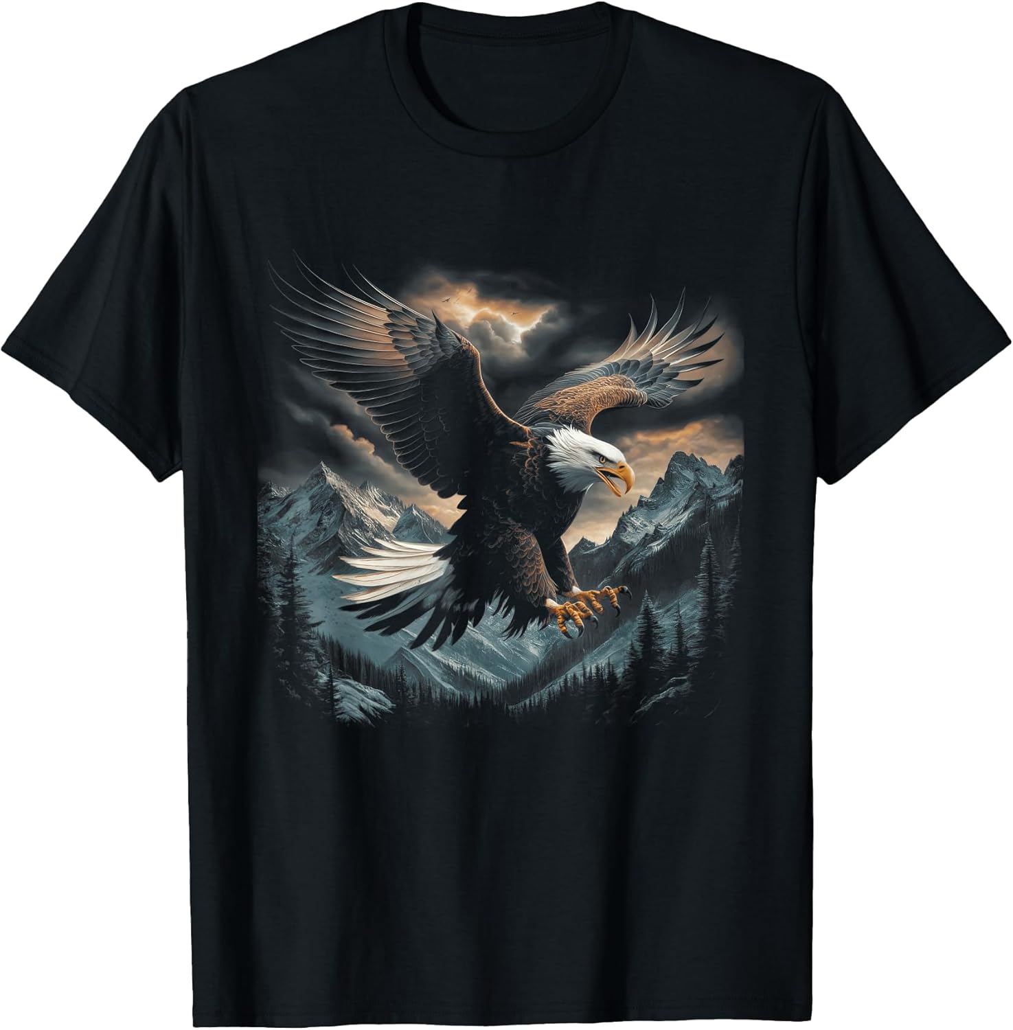 Bald Eagle Flying Across Mountains Forest 3