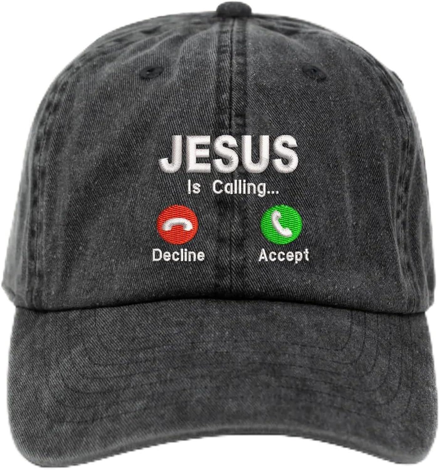 Jesus is Calling Embroidered Cap, Embroidered Baseball Cap for Women Men Vintage, Hat Gifts for His Her, Cap Gifts for His Her Black