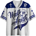 Christian Graphic Tees Oversized T-Shirt Novelty Women Men All-Over Print Mesh Jersey Walk by Faith