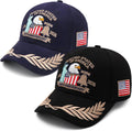 2 Pack 250 Anniversary USA Hat Embroidered Eagle & Liberty，Adjustable Patriotic American Flag Baseball Caps for Men Women