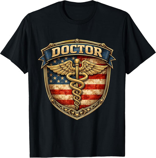 American Flag Medical Doctor Physician Badge Merch