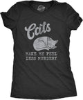 Womens Cats Make Me Feel Less Murdery T Shirt Funny Sarcastic Kitten Lovers Novelty Tee for Ladies