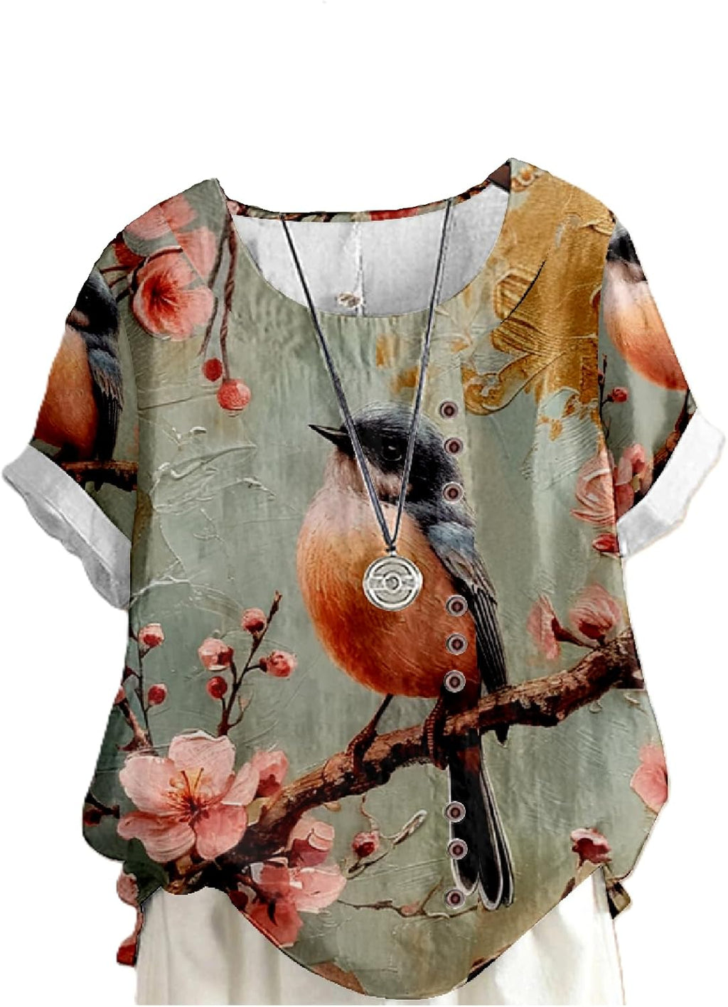 Womens Tops Dressy Casual Japanese Art Print 2024 Summer Short Sleeve Shirts Boho Oversized Hide Belly Blouses