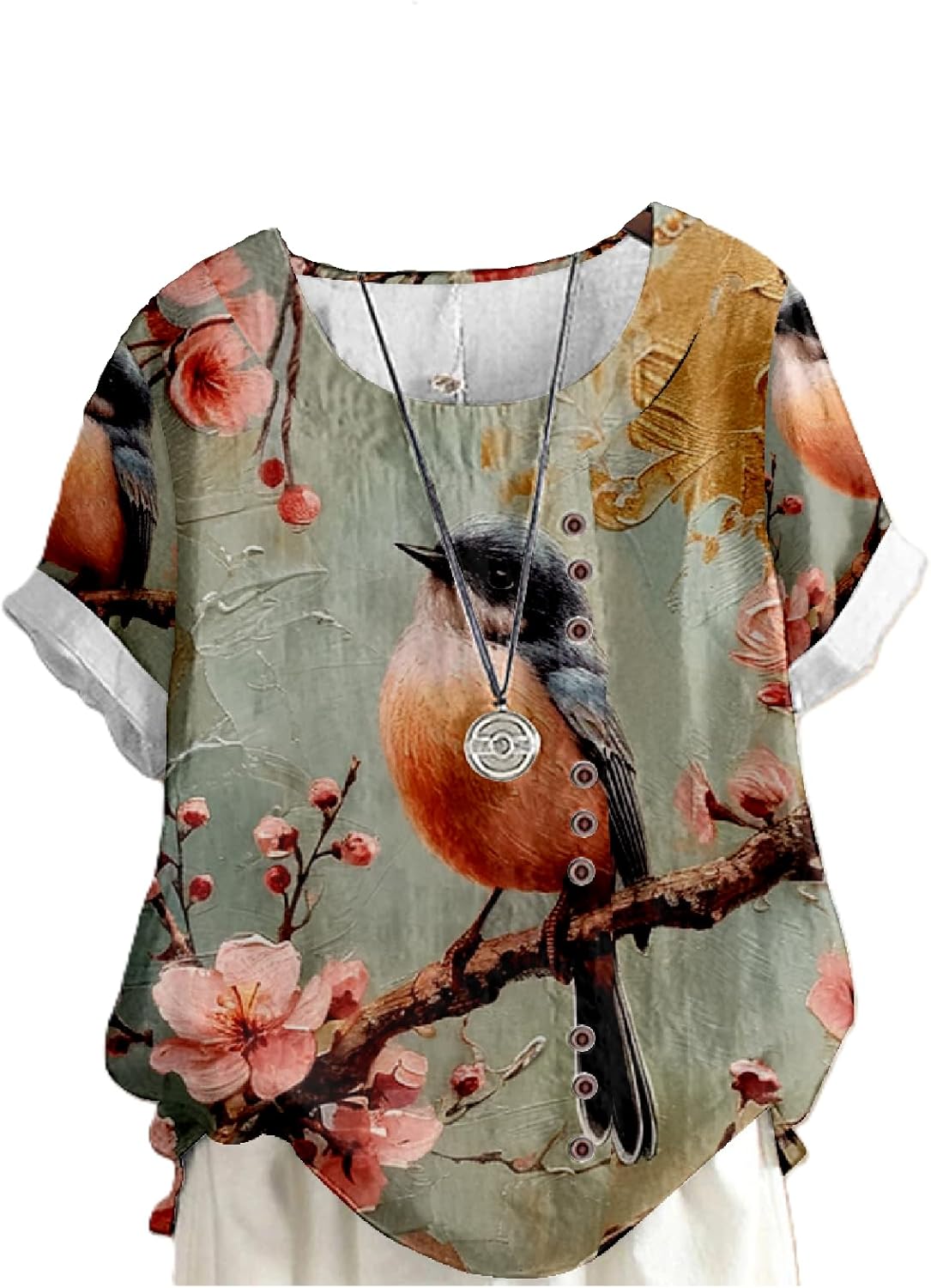 Womens Tops Dressy Casual Japanese Art Print 2024 Summer Short Sleeve Shirts Boho Oversized Hide Belly Blouses