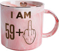 60th Birthday Gifts for Women - Funny Turning 60 Year Old Birthday Gift Ideas for Wife, Mom, Daughter, Sister, Aunt, Best Friends, BFF, Coworkers - Fabulous Pink Marble Mug, Ceramic 11.5oz Coffee Cup