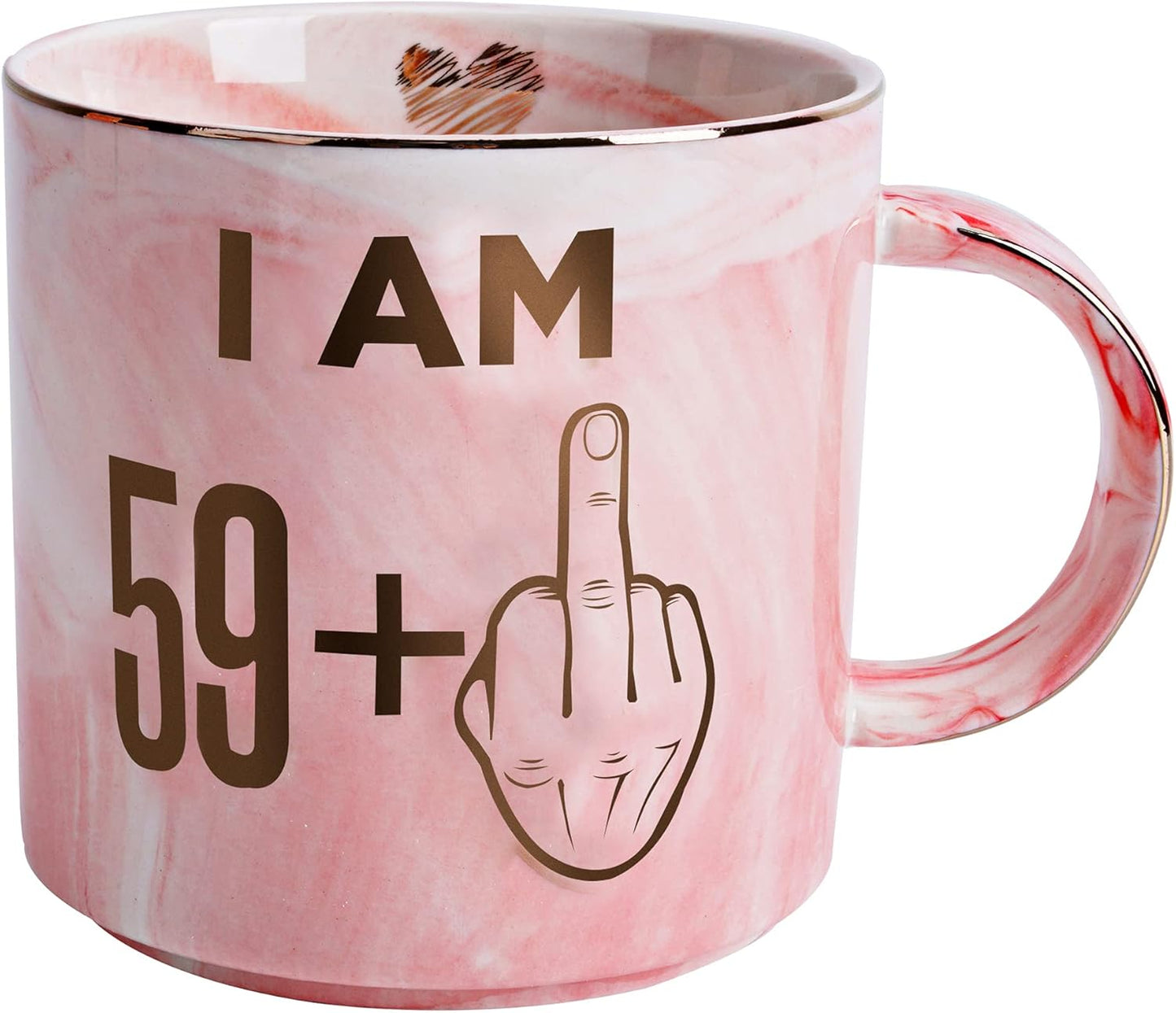 60th Birthday Gifts for Women - Funny Turning 60 Year Old Birthday Gift Ideas for Wife, Mom, Daughter, Sister, Aunt, Best Friends, BFF, Coworkers - Fabulous Pink Marble Mug, Ceramic 11.5oz Coffee Cup