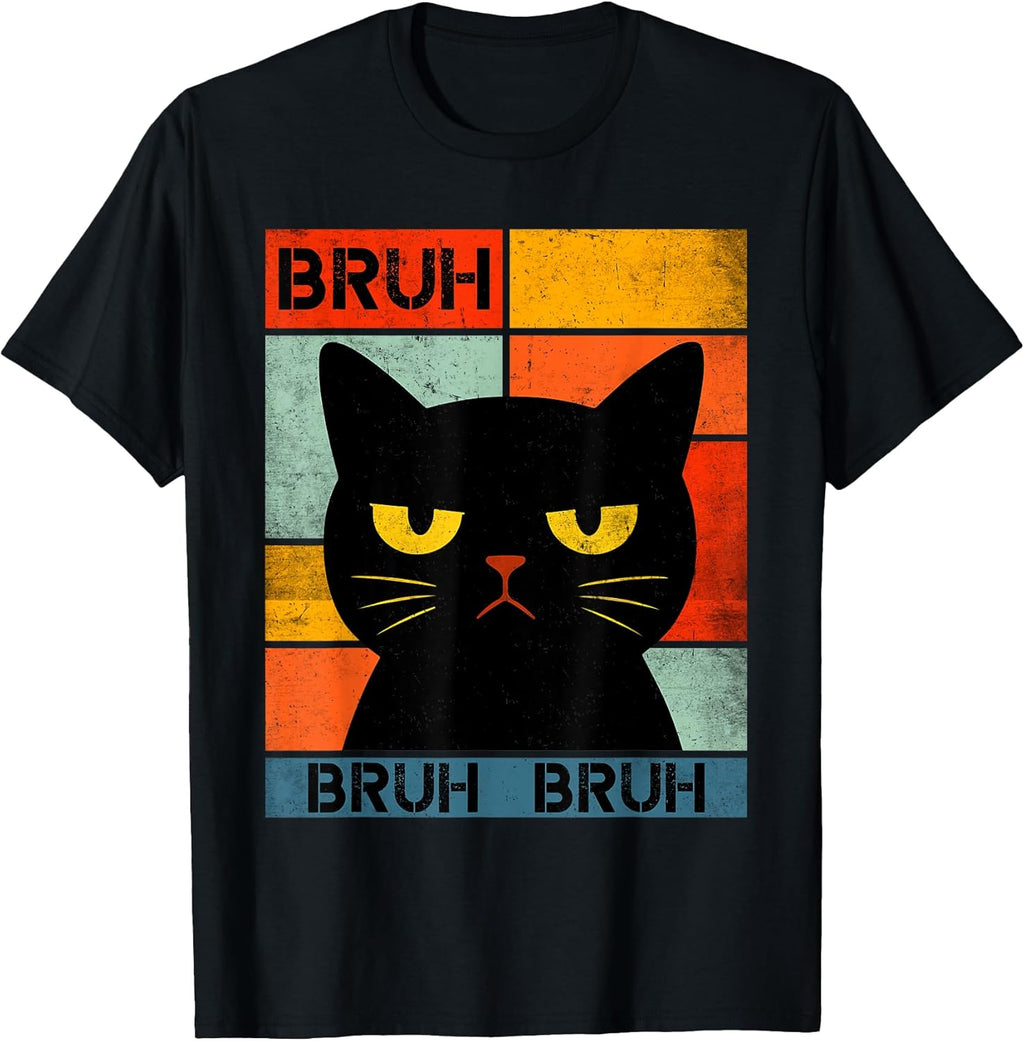 Sarcastic Bruh Cat Graphic Saying Tee