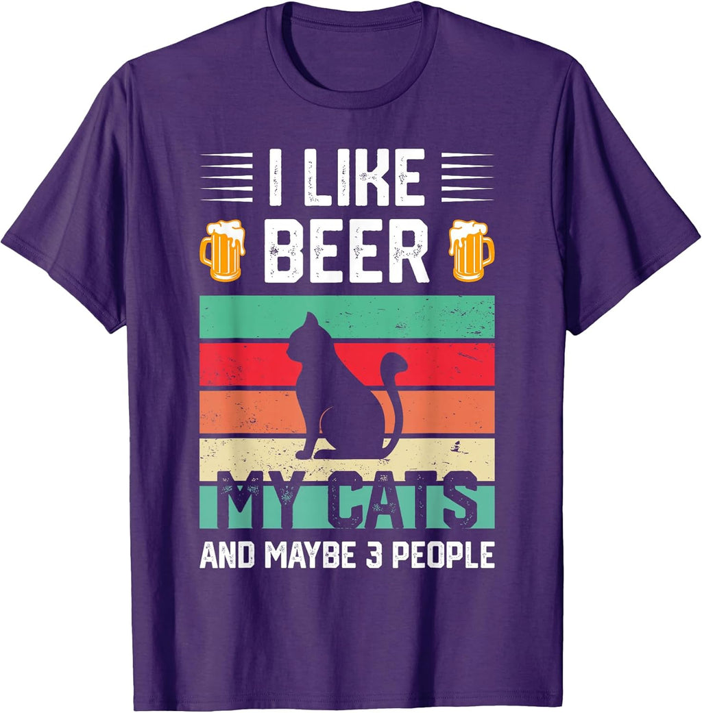 Vintage I Like Beer And My Cats And Maybe 3 People