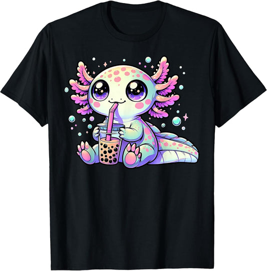 Funny Bubble Boba Tea Axolotl Lover Graphic Tees