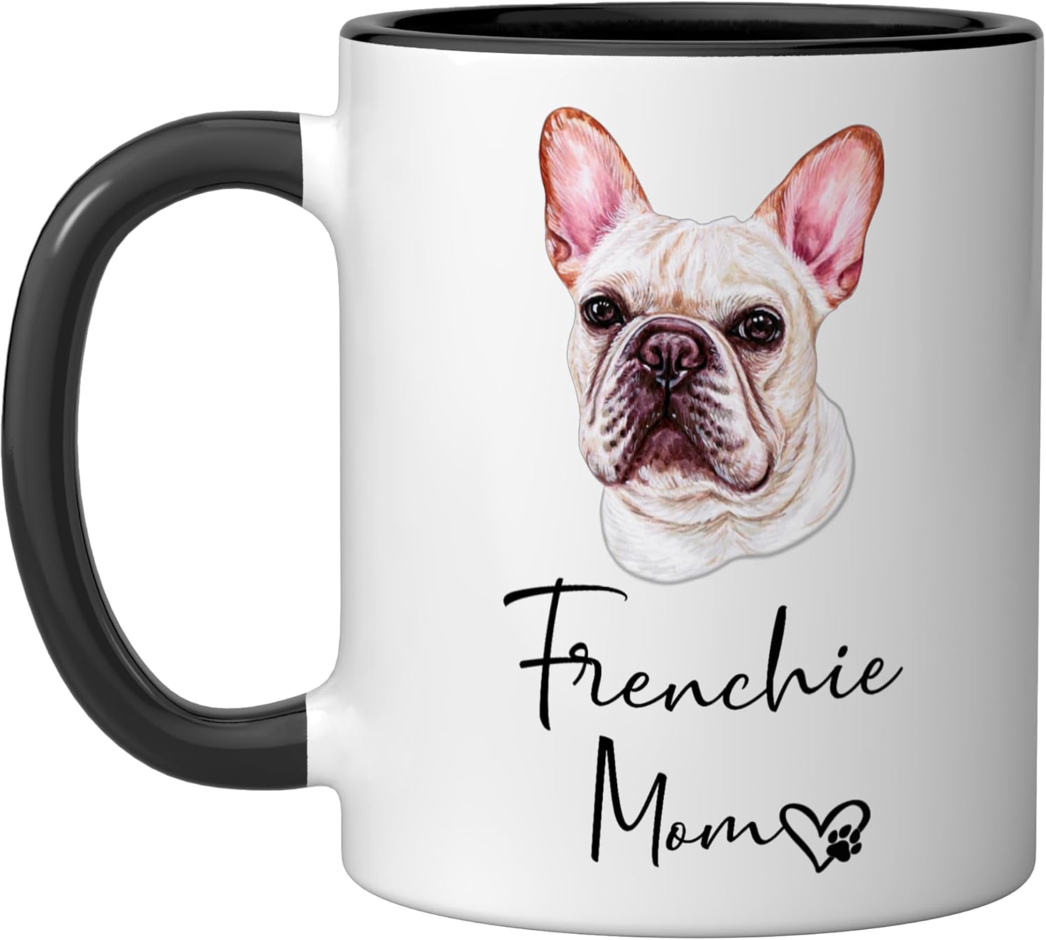 FRENCHIE Mom Dog Mummy French Bull Dog Ceramic Mug, Black/White