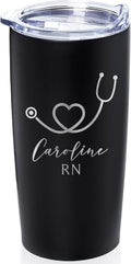 Lifetime Creations Engraved Personalized Nurse Stainless Steel Tumbler with Lid 20 oz (Black) - Custom Nurse Gift, Doctor, Healthcare Worker, RN Coffee Travel Mug