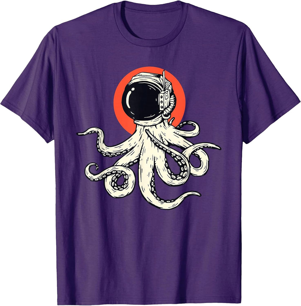 Funny Astronaut Octopus Spaceship Science Fiction