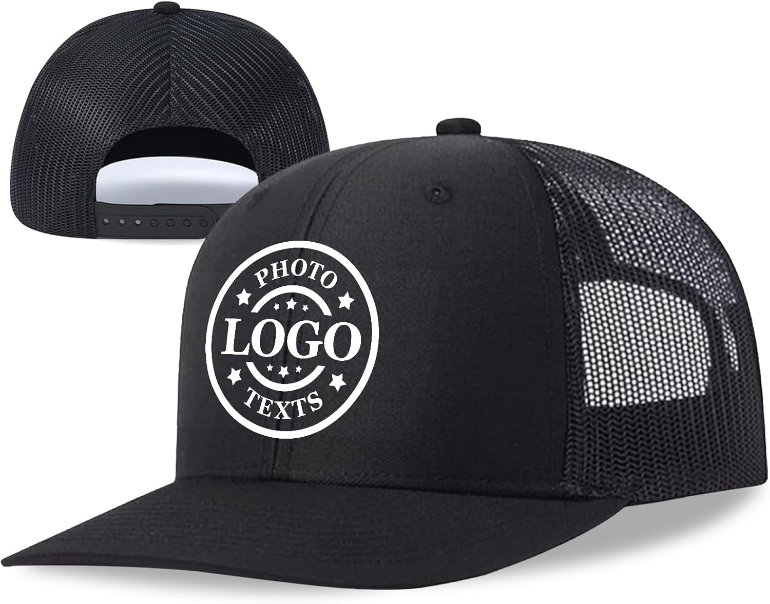 Bulk Custom Hat Design Your Own Trucker Hat with Logo Text, Customized Baseball Cap for Men Women, Black