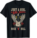 Just A Girl Who Loves Rock N Roll Guitar Rock Music Vintage T-Shirt