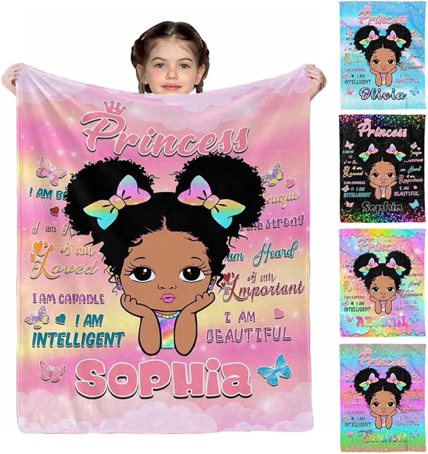 D-Story Personalized Blanket for Kids Adults Personalized Name Blanket Custom American African Blanket with Name Personalized Gifts for Christmas Birthday Mothers Fathers Day