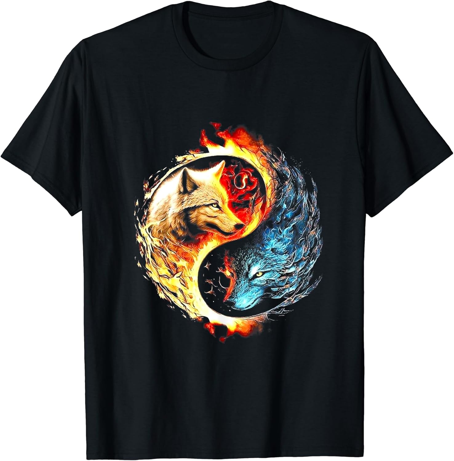Wolf Yin Yang Japanese Art Streetwear Graphic Tee.