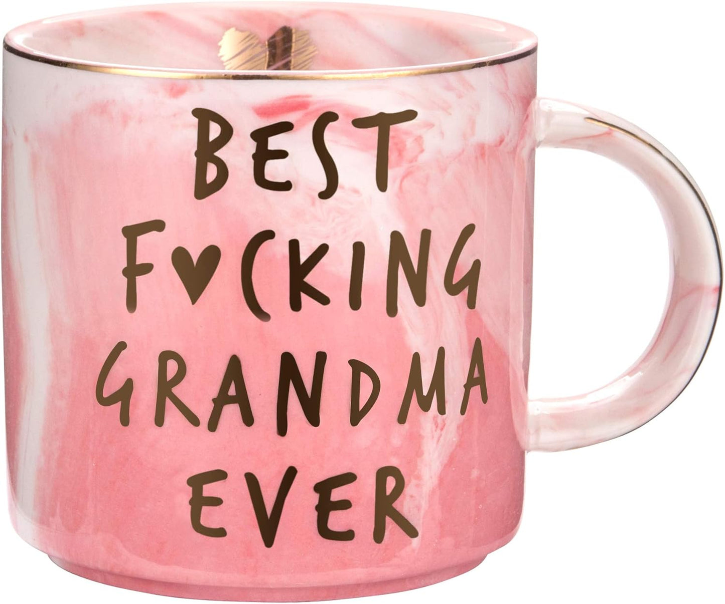 Hendson Grandma Birthday Gifts - Best Grandma Ever - Funny Gift For Nana, New Pregnancy Announcement For Grandparents, Nana To Be, Grandmother - Pink Marble Mug, 11.5oz Coffee Cup