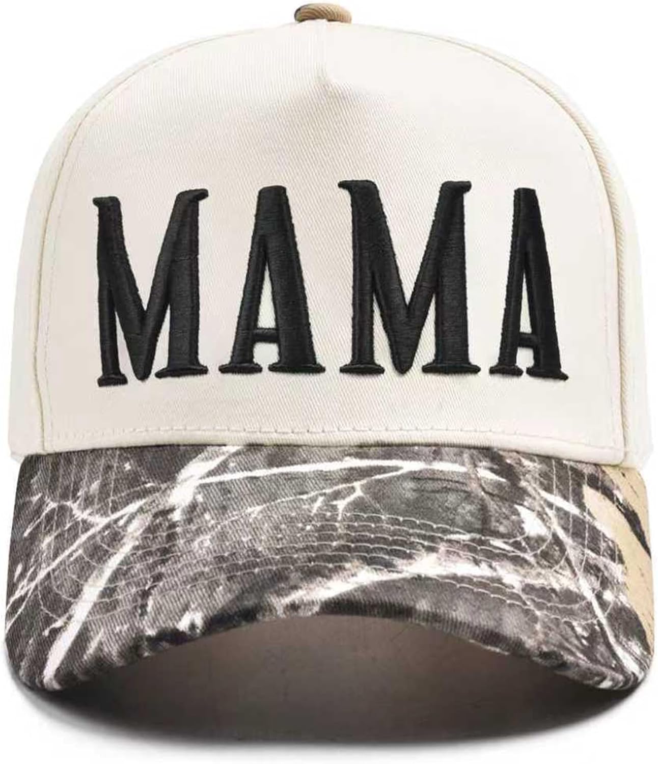 Women’s Mama Trucker Hat Trendy, Embroidered Adjustable Mom Baseball Cap, Two-Tone Ponytail Hat for Outfits