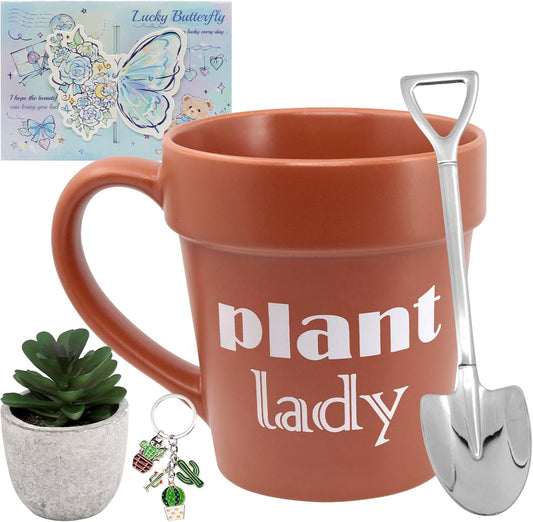 Phitihui Gardener Coffee Mug Gifts Sets, Funny Plant Lady Mug with Shovel Spoon, Valentines Mothers Day Christmas Gardening Gifts for Women Wife Mom Her Teacher Friend, Birthday Present Idea