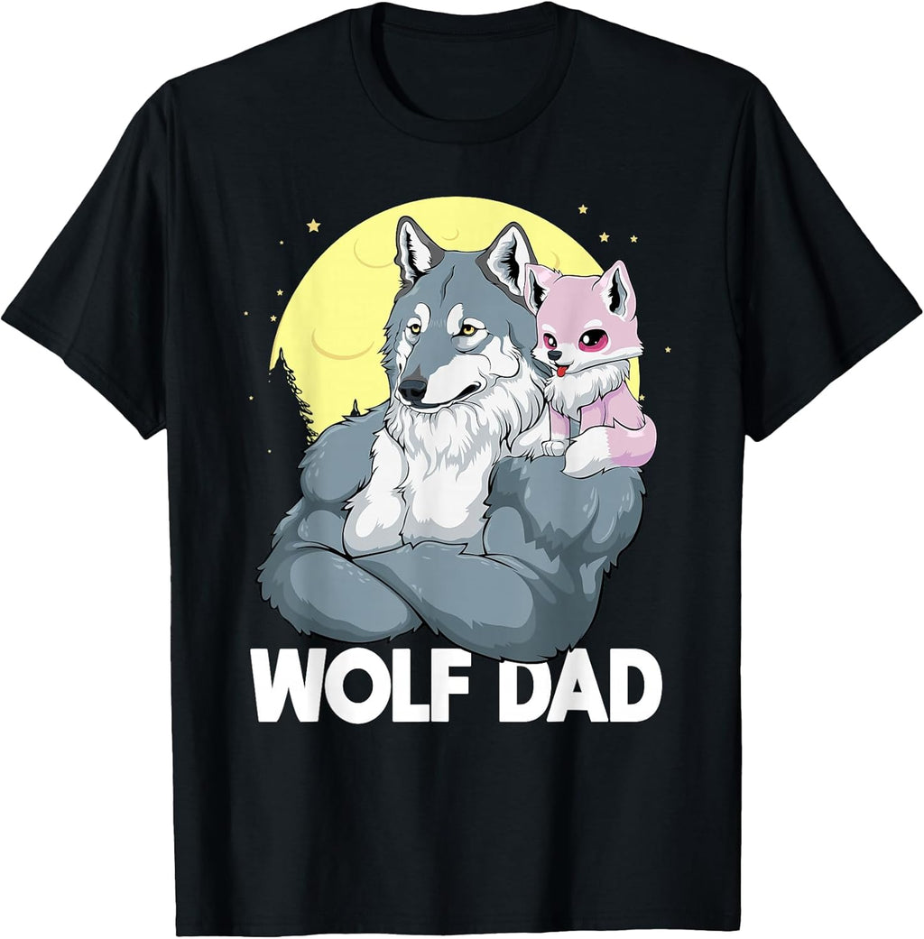 Strong Wolf Dad as Father for Wolf Pups