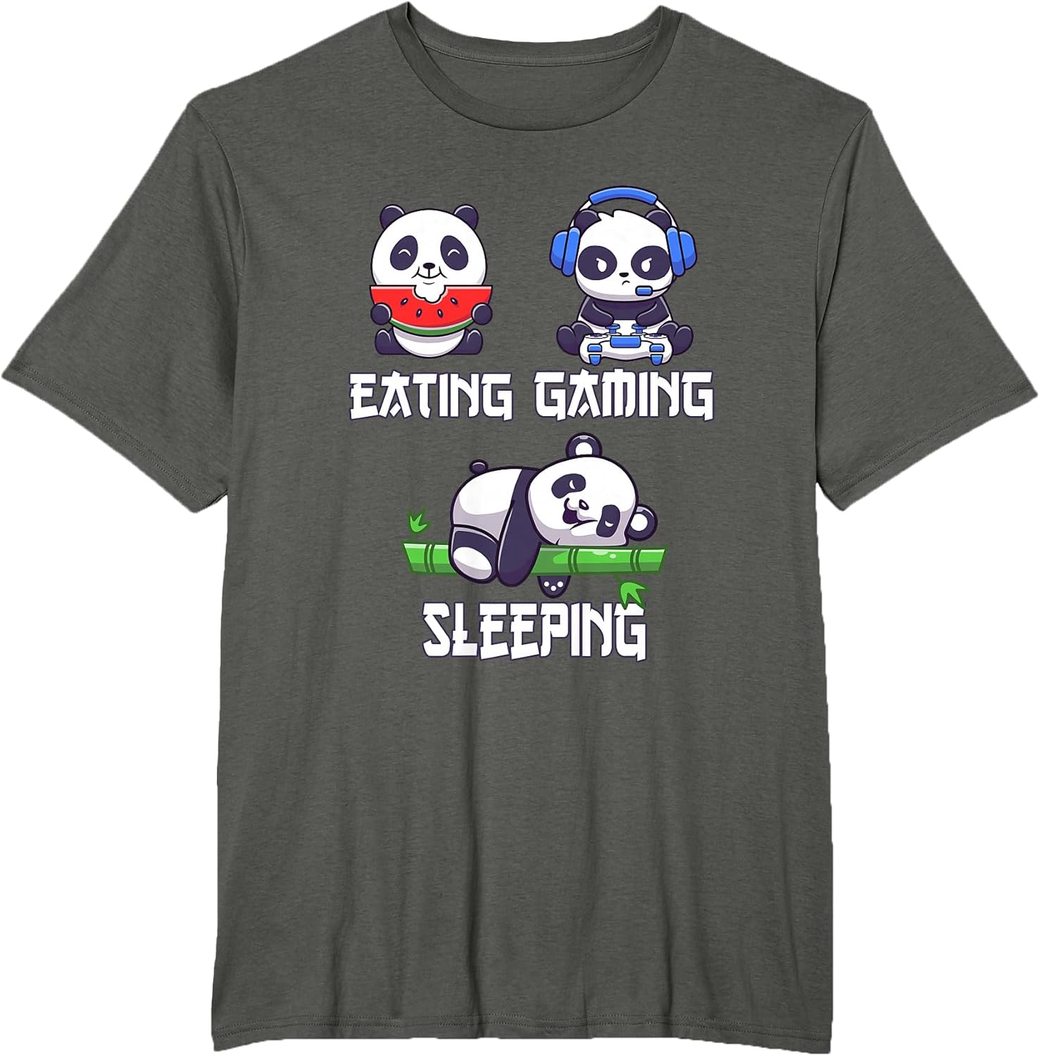 Panda Eating Gaming Sleeping Video Gamer Kids