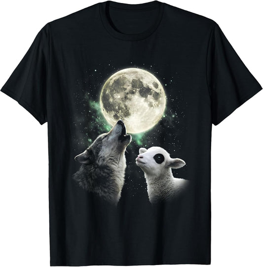 Funny Trendy Wolf Lamb Meme Howling At The Moon