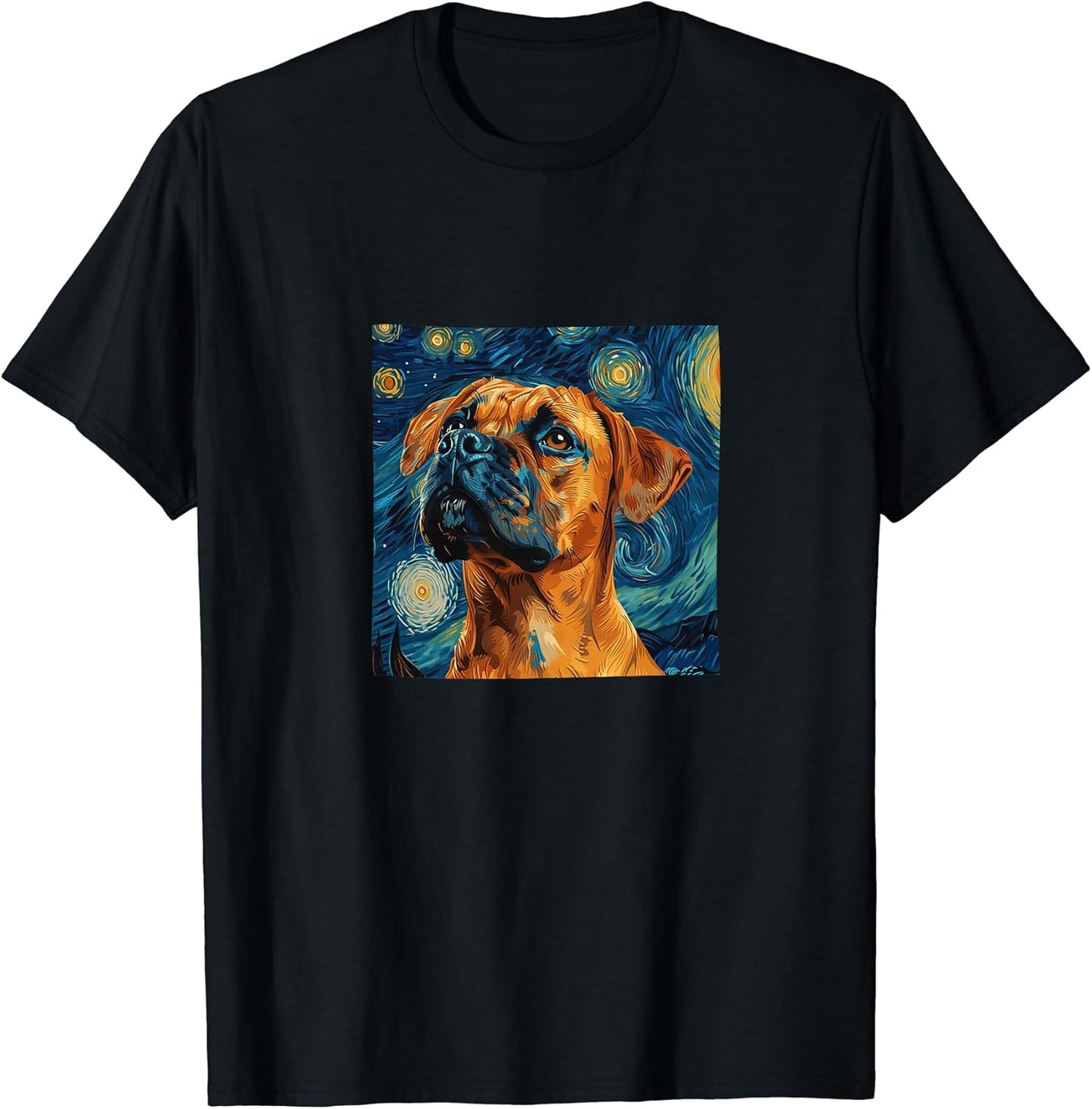 Boxer Dog Starry Night Van Gogh Style Graphic T-Shirt