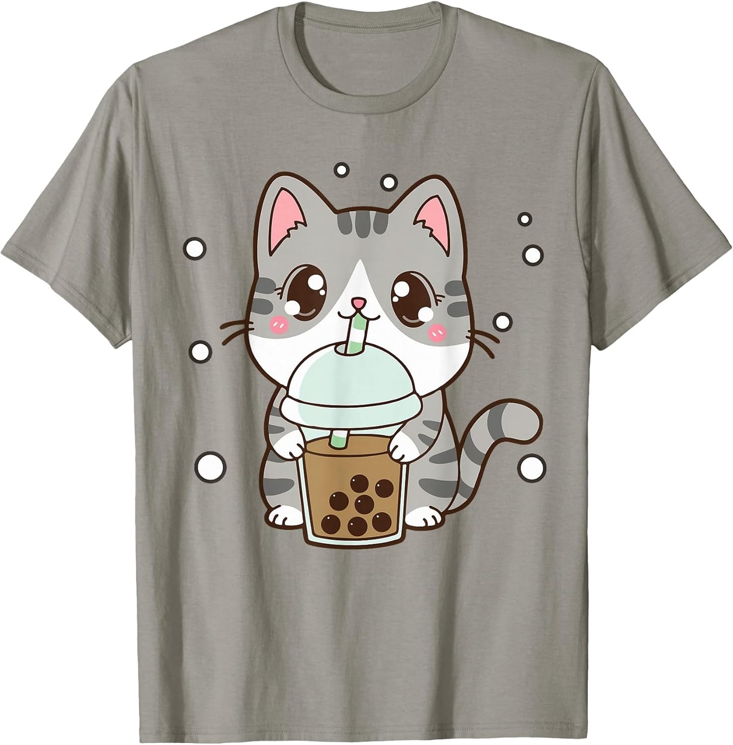 Boba Tea Teen Girl Gift Japanese Anime Graphic Cute Cat T-Shirt