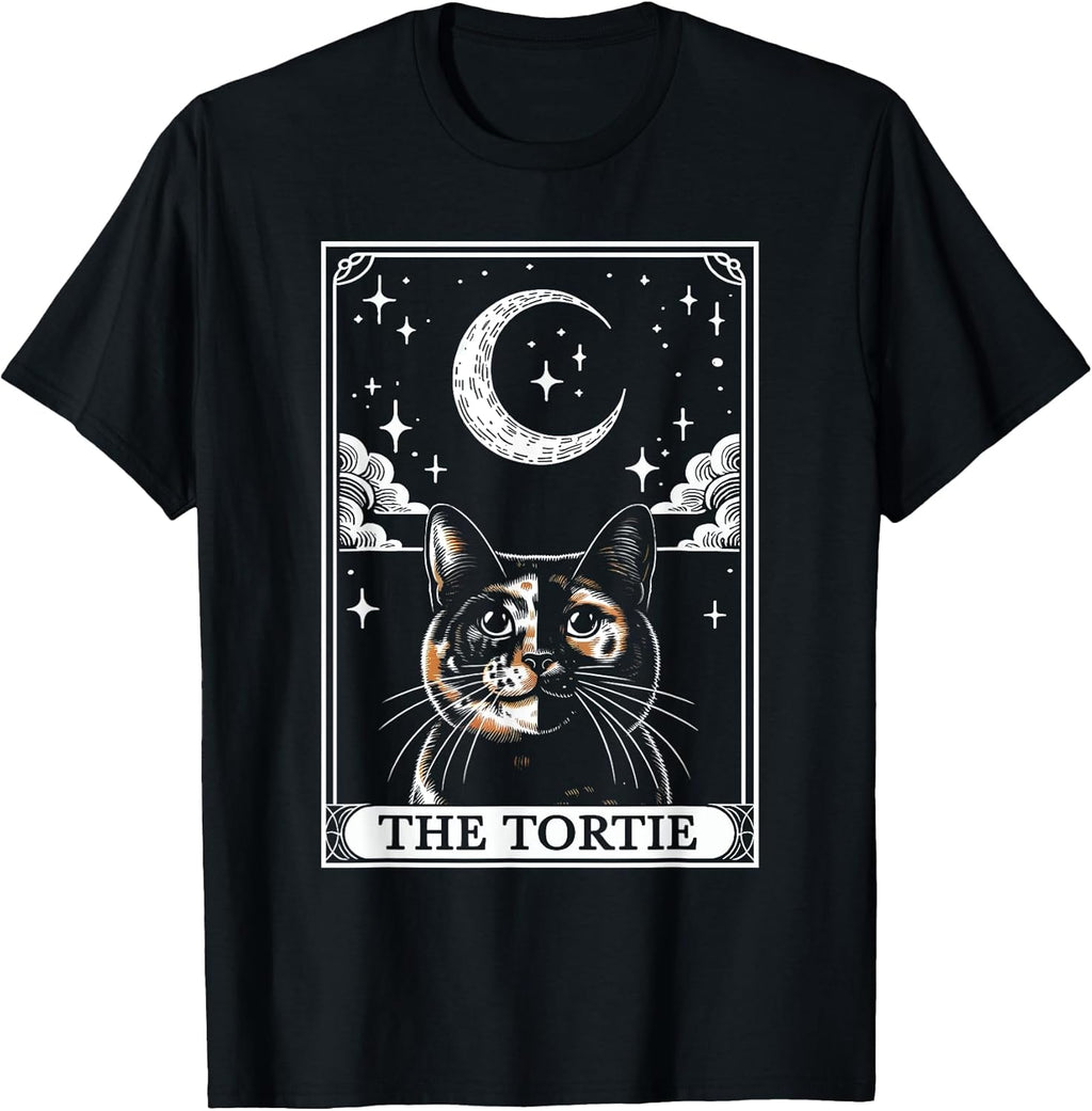 Tarot Card Vintage Crescent Moon Tortie Cat Mom Cat Lovers T-Shirt
