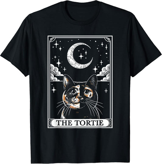 Tarot Card Vintage Crescent Moon Tortie Cat Mom Cat Lovers T-Shirt