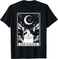 Tarot Card Vintage Crescent Moon Calico Cat Mom Cat Lovers T-Shirt for Men Women Kids