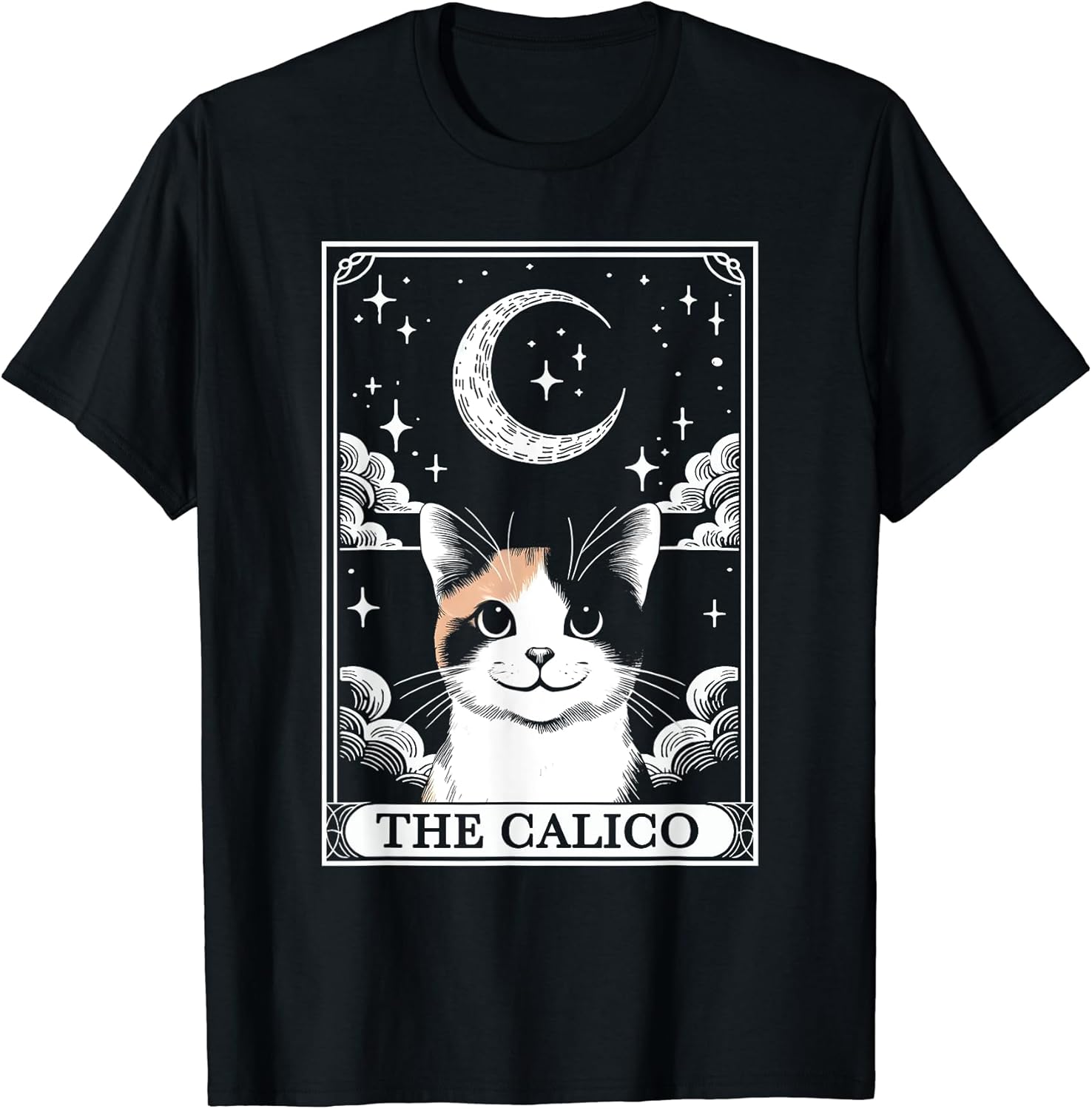 Tarot Card Vintage Crescent Moon Calico Cat Mom Cat Lovers T-Shirt for Men Women Kids