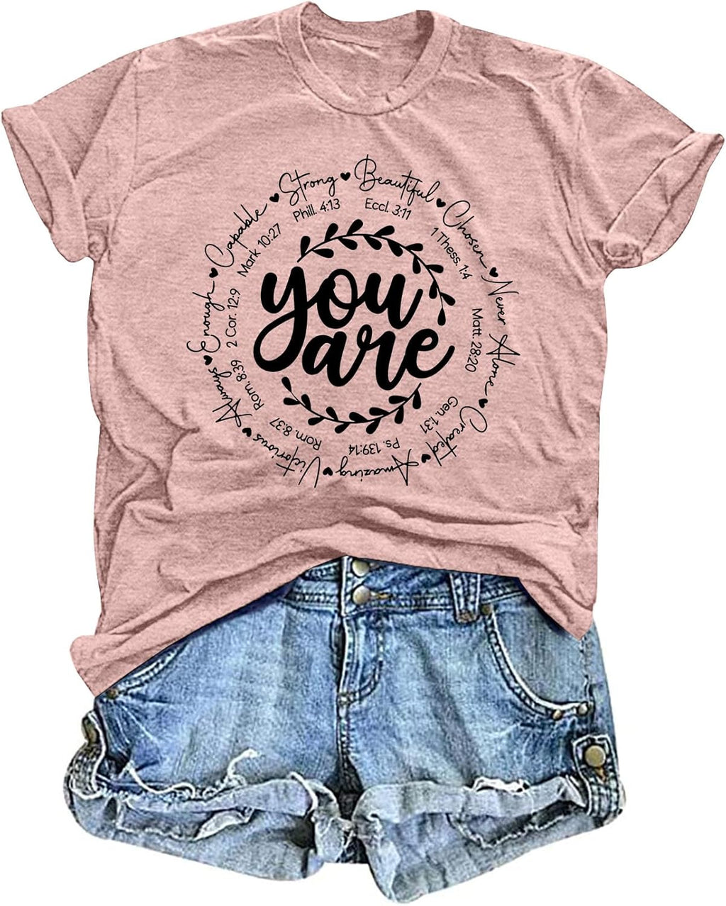 Christian Tshirts for Women You are Shirts Inspiration Tees Graphic Jesus Faith Casual Short Sleeve Blouse Tops