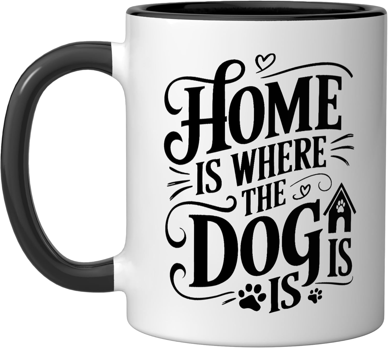Cute Dog Owner Ceramic Mug, Black/White