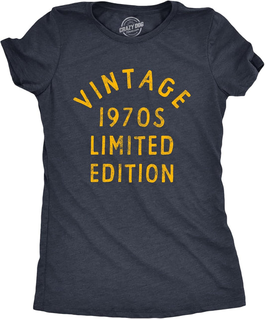 Womens Vintage 1970s Limited Edition T Shirt Funny Cool 1970 Theme Classic Tee for Ladies