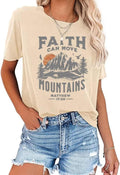 Sun and Mountain Shirt for Women Camping Hiking Shirt Pine Tree Graphic Tees Nature Casual Short Sleeve Shirt