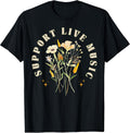 Support Live Music Floral Music Teacher Musician Band Lover T-Shirt
