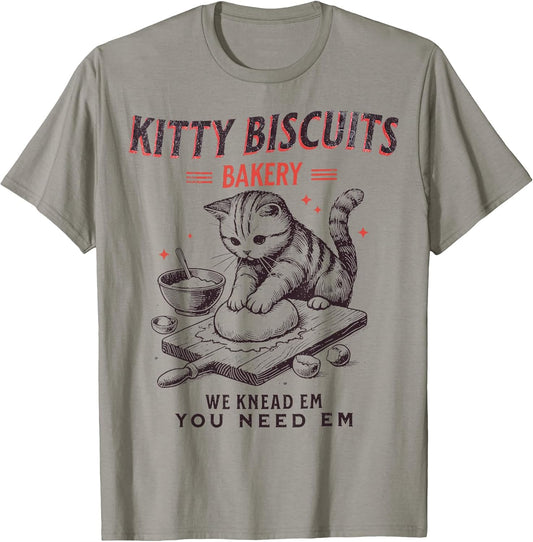 Kitty Biscuits We Knead Em You Need Em Cat Lover Baking T-Shirt for Men Women