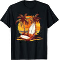 Sunset Surf Beach Vintage Palm Trees