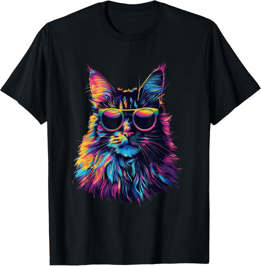 Maine Coon Cat Lovers Design Pop Art Funny Maine Coon Cat T-Shirt