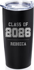 Lifetime Creations Personalized Class of 2026 Travel Tumbler 20 oz - Custom Engraved Insulated Coffee Mug, Graduation Gift, Includes Gift Box, Made in USA (Black)