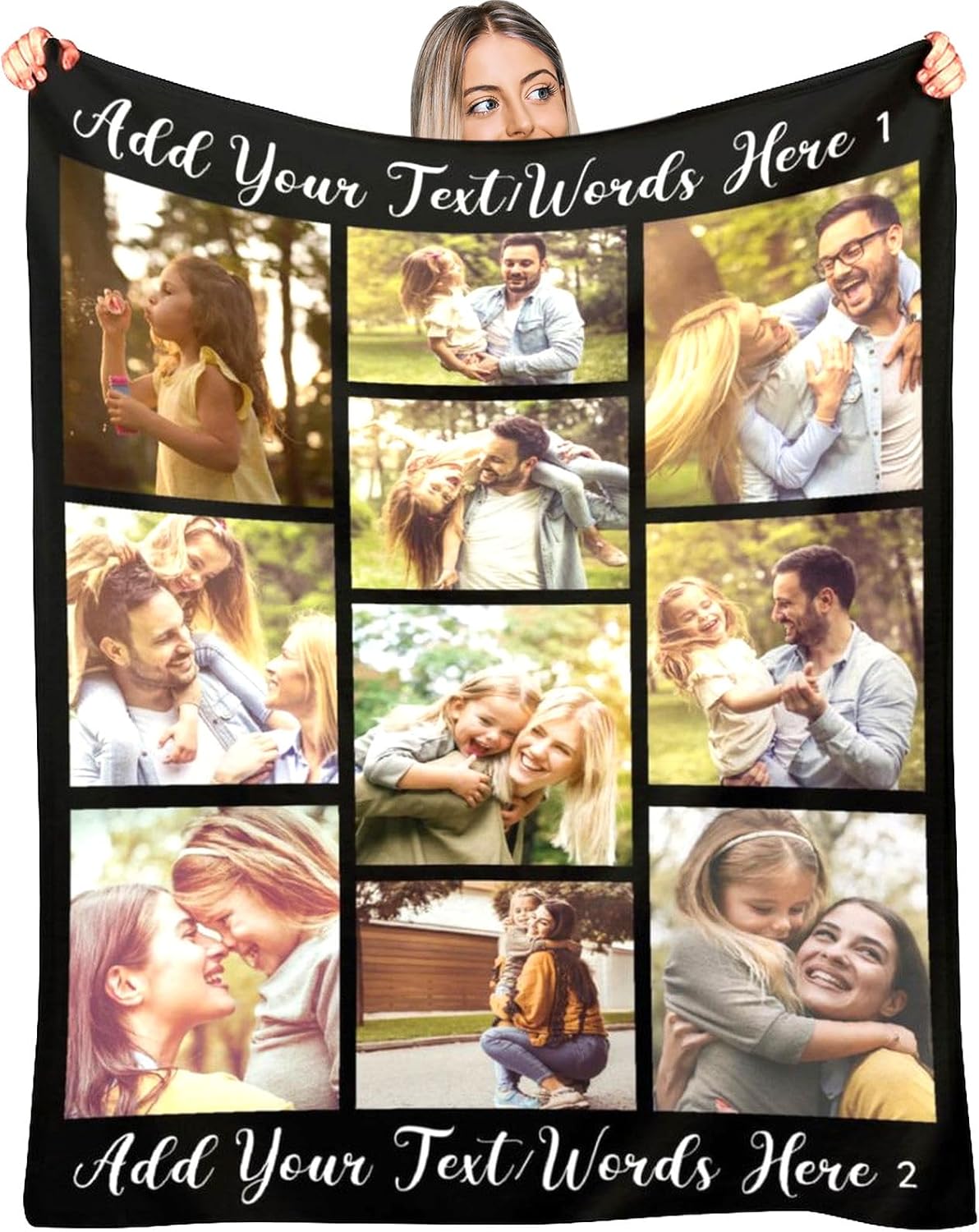 D-Story Personalized Blanket with 10 Photos Custom Blanket for Adults Kids Birthday Xmas for Dad Mom Son Daughter Family Picture Throw Blanket