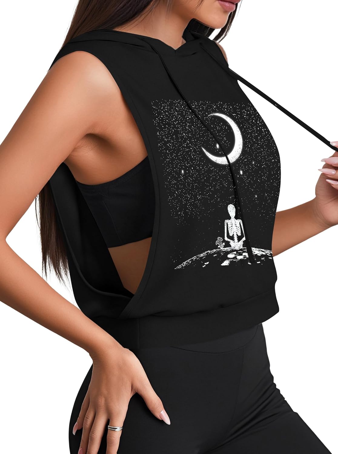 Sleeveless Hoodies for Women Hooded Tank Workout Crop Top Open Side Athletic Gym Tops
