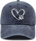 Dog Paw Print with Love Heart Hat for Women Men, Funny Adjustable Cotton Embroidered Dog Lovers Gifts Baseball Cap