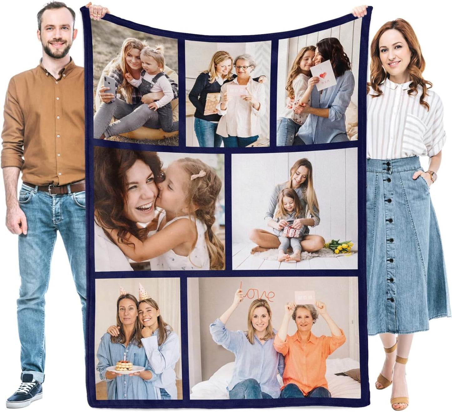 Mothers Day Present for Mom Gifts, Custom Blankets with Photos, Customized Gift for Mom Birthday, Gifts for Mother in Law on Christmas Bday, Personalized Blanket Gifts for Women Men Grandma