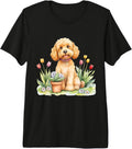 Golden Doodle Dog Tulip Flowers Summer Flowers