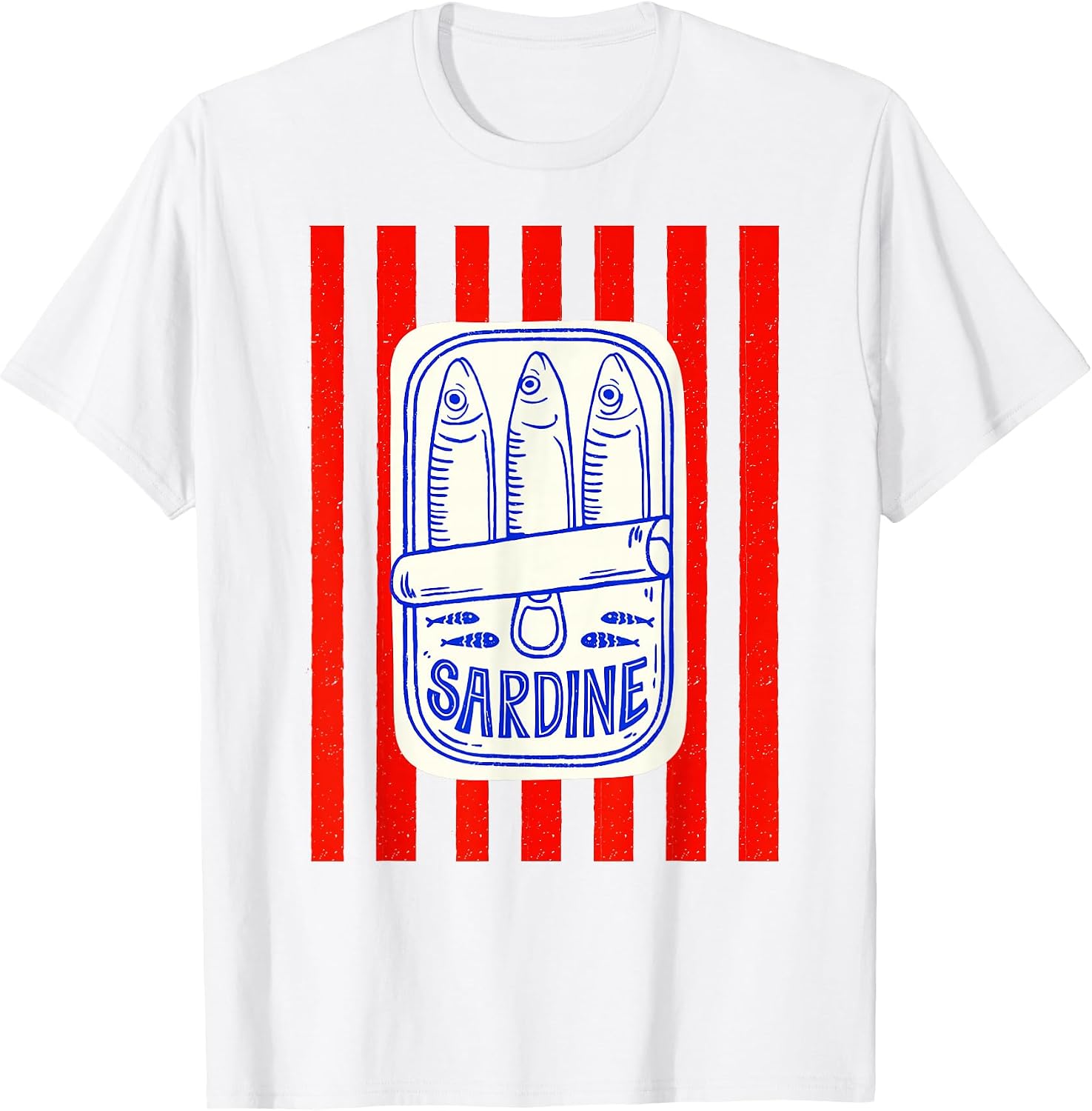 Les Sardines red Stripes Fisherman Aesthetic Coastal Sardine T-Shirt